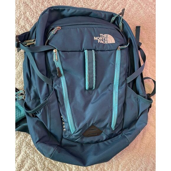 The North Face Surge Backpack Blue 30L FlexVent Laptop Hiking Travel Bag - Picture 1 of 10